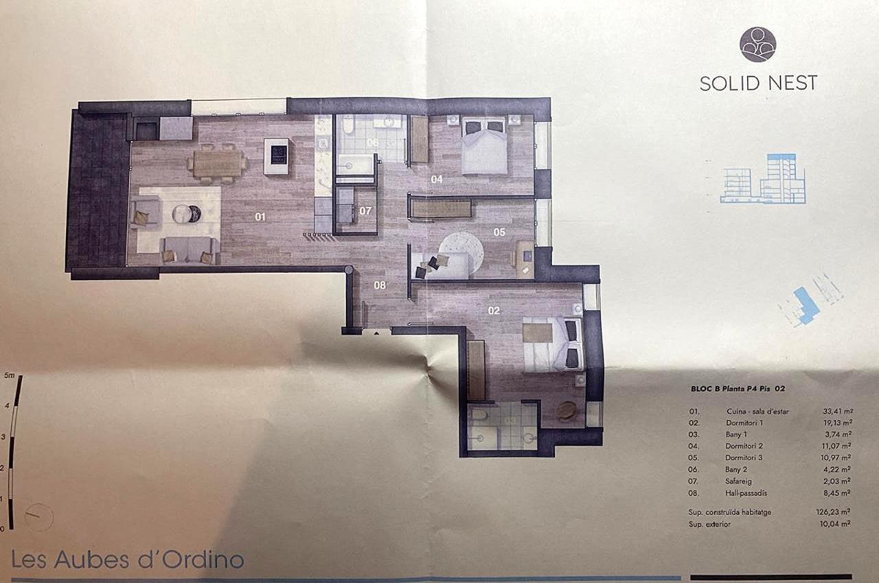 Ático en venta en Ordino, 3 habitaciones, 130 metros