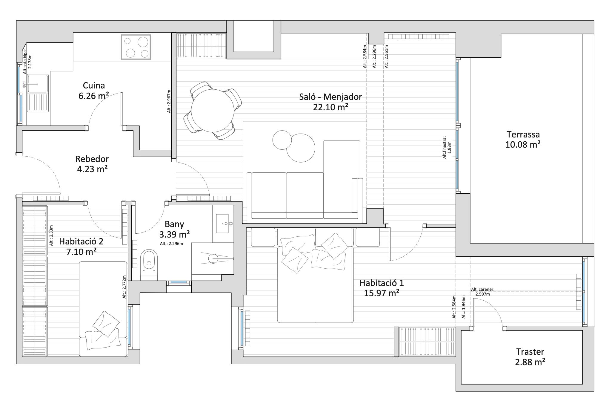 Àtic de lloguer a Encamp, 2 habitacions, 72 metres