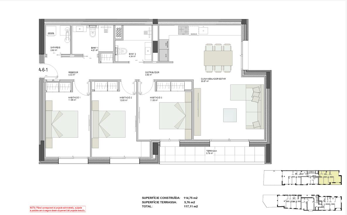Piso en venta en Santa Coloma, 3 habitaciones, 117 metros