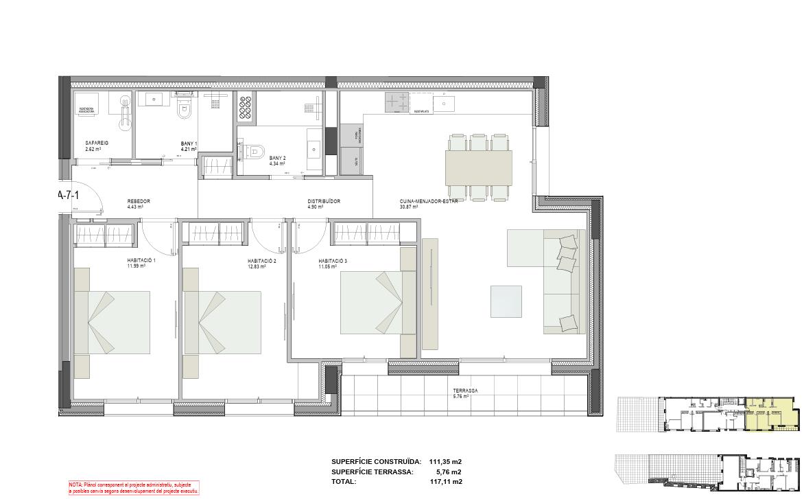 Pis en venda a Santa Coloma, 3 habitacions, 117 metres