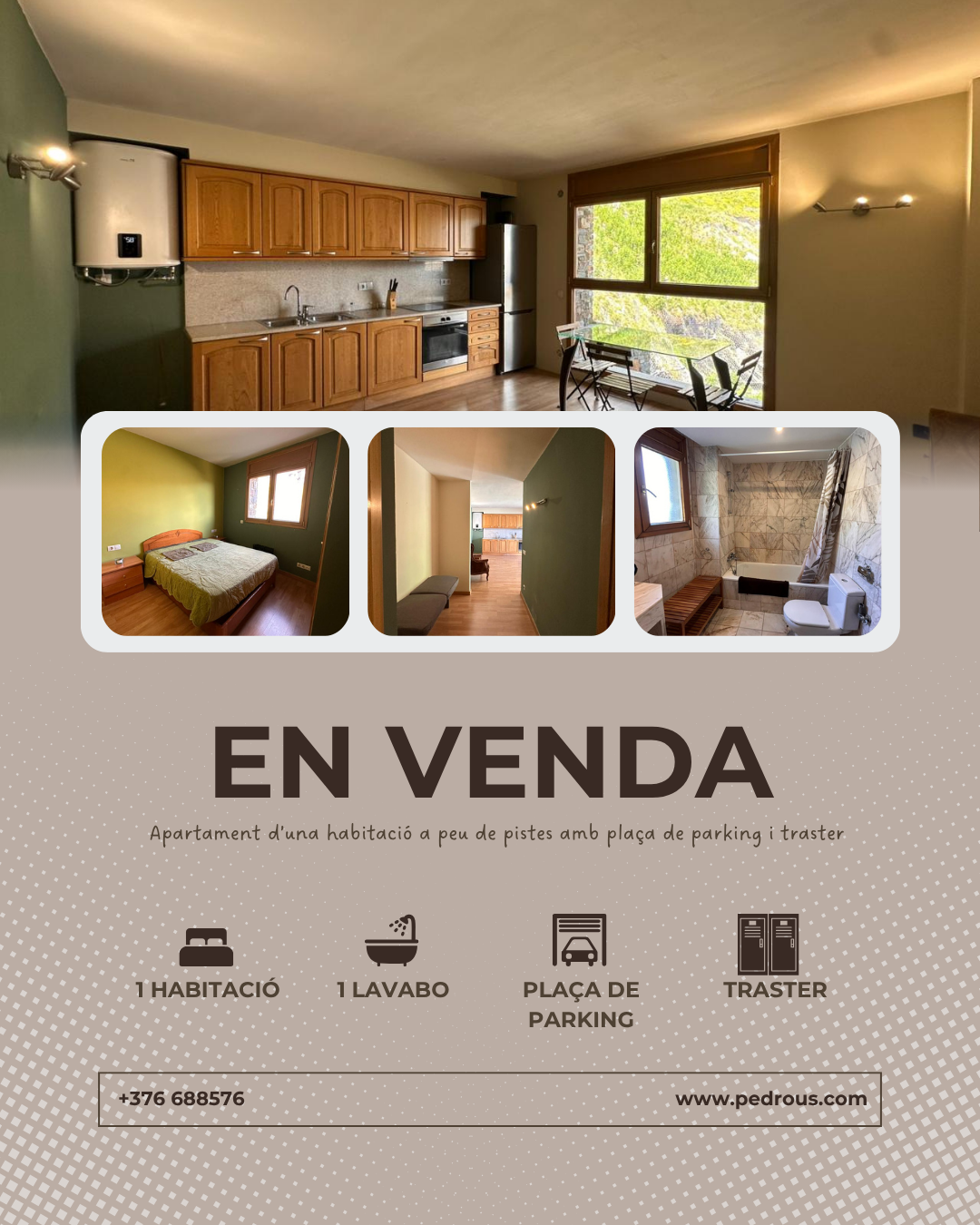 Piso en venta en El Pas de la Casa, 1 habitación, 56 metros
