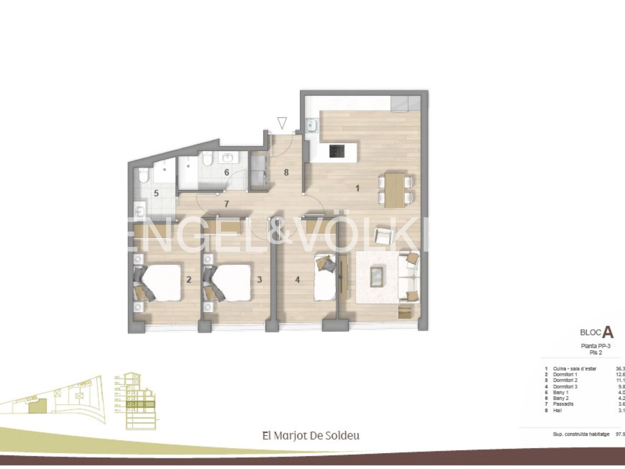 Pis de lloguer a Soldeu, 3 habitacions, 98 metres
