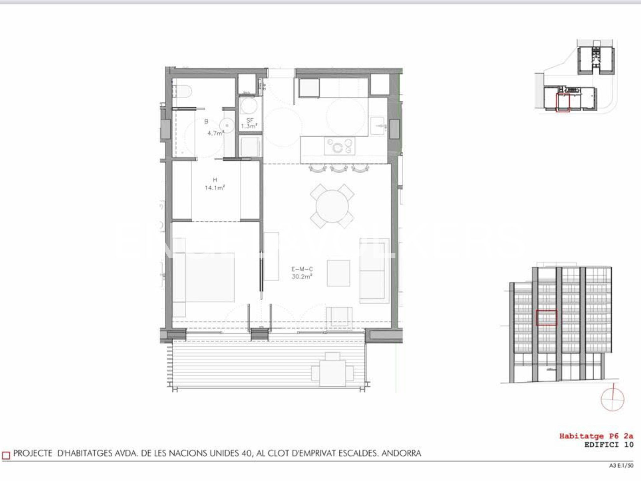 Pis de lloguer a Escaldes Engordany, 1 habitació, 66 metres